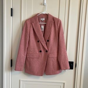 Soft pink wool blazer from the Loft.